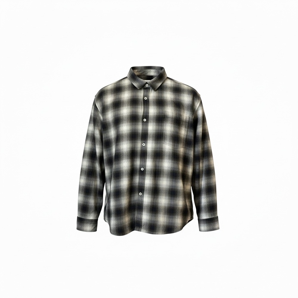 Aeropostale Mens Boxy Fit Plaid Button Down Shirt Black Blue Grey XL Long Sleeve